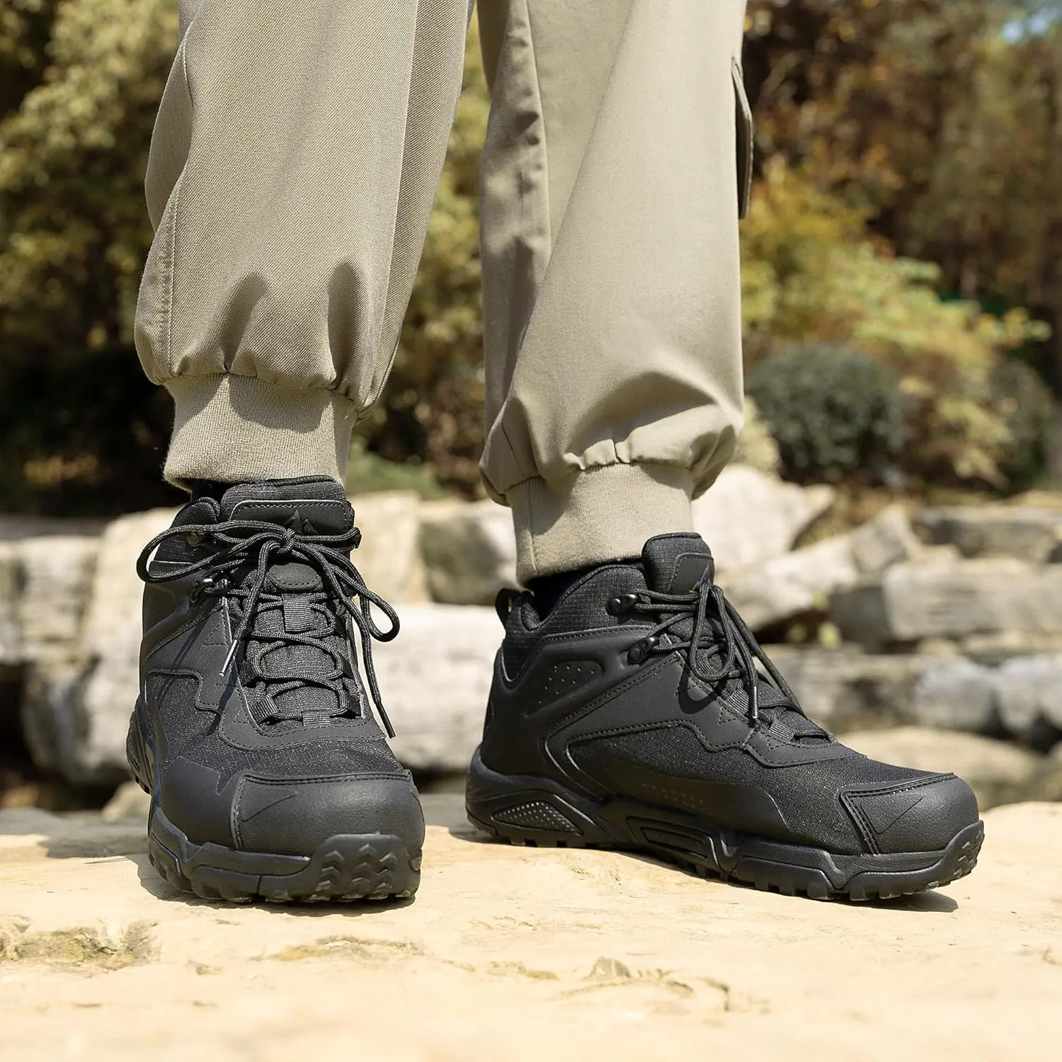 NORTIV 8 Men's Waterproof Hiking Boots, Lightweight Tactical Boots for Men, Mid Ankle Men's Hiking Boots for Trekking Trails, Outdoor Adventures Hiking