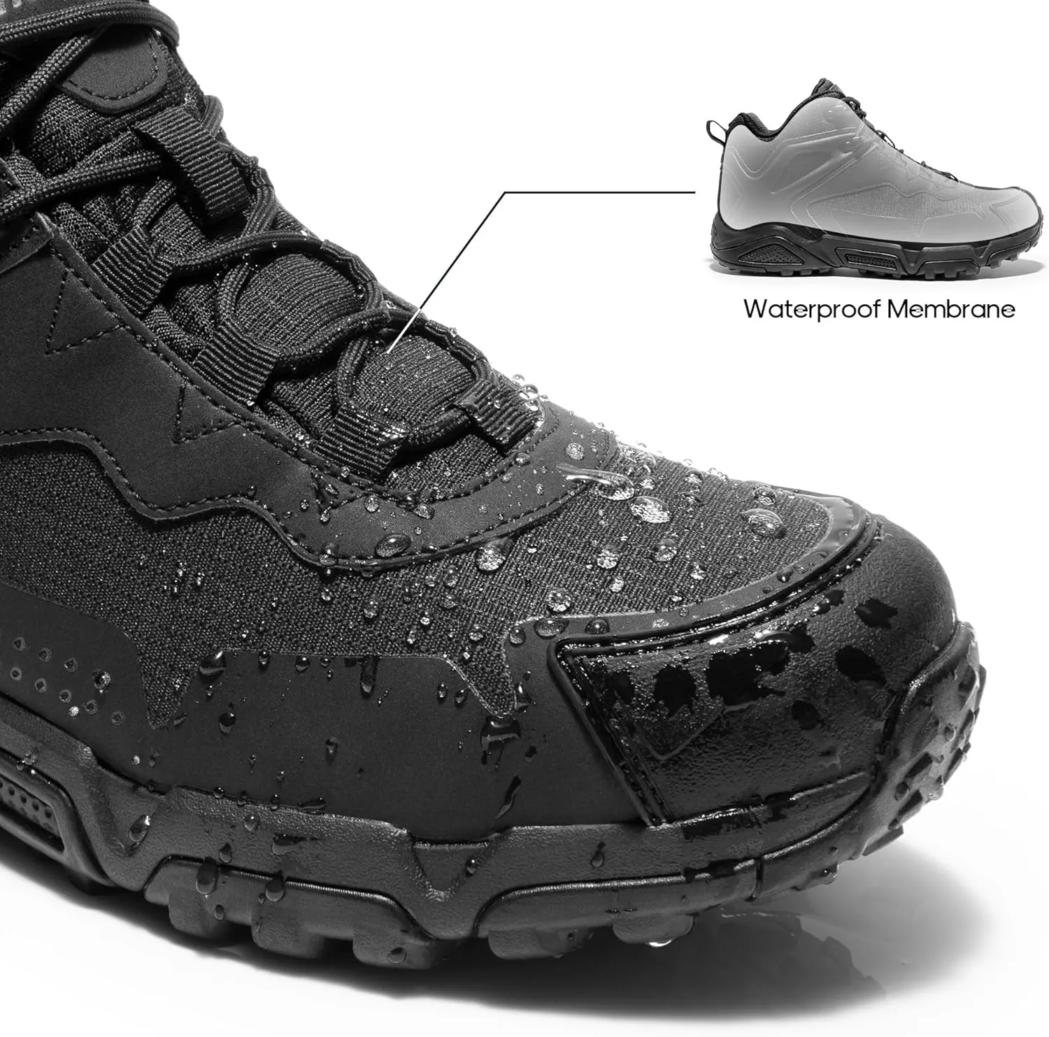 NORTIV 8 Men's Waterproof Hiking Boots, Lightweight Tactical Boots for Men, Mid Ankle Men's Hiking Boots for Trekking Trails, Outdoor Adventures Hiking