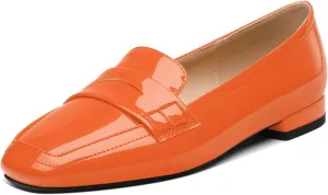 NUMALEO Women's Loafers Penny Loafers Fashion Comfortable Slip On Flats for Women Low Heel Chunky Pumps Patent Heels Work Office Dressy Shoes