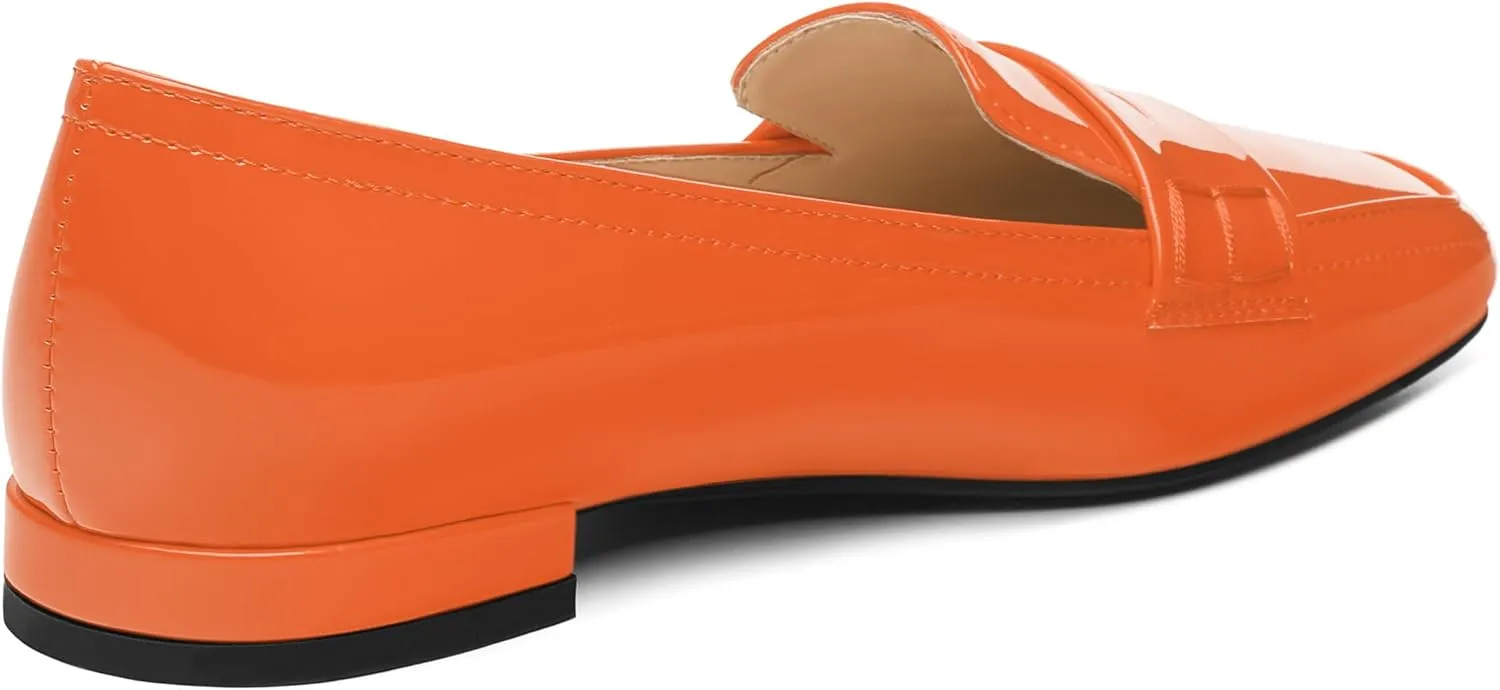 NUMALEO Women's Loafers Penny Loafers Fashion Comfortable Slip On Flats for Women Low Heel Chunky Pumps Patent Heels Work Office Dressy Shoes
