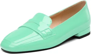 NUMALEO Women's Loafers Penny Loafers Fashion Comfortable Slip On Flats for Women Low Heel Chunky Pumps Patent Heels Work Office Dressy Shoes