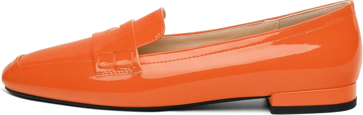 NUMALEO Women's Loafers Penny Loafers Fashion Comfortable Slip On Flats for Women Low Heel Chunky Pumps Patent Heels Work Office Dressy Shoes