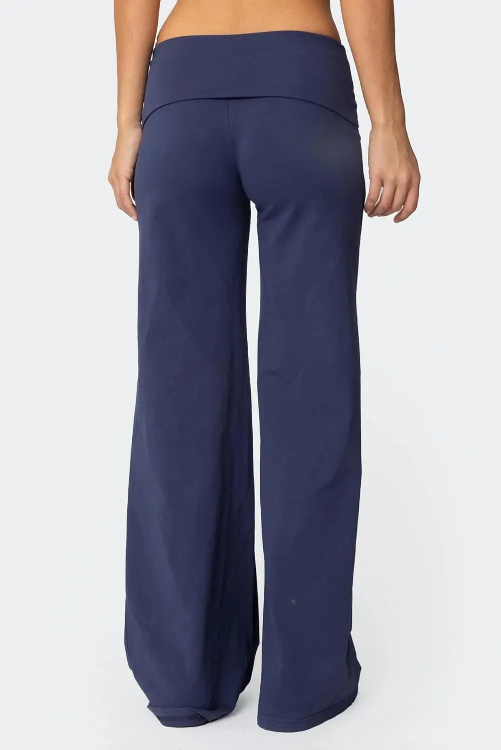 NZNDSHD Fold Over Yoga Pants for Women Low Rise Straight Leg Sweatpants Y2k Solid Color Stretchy Loose Gym Lounge Leggings