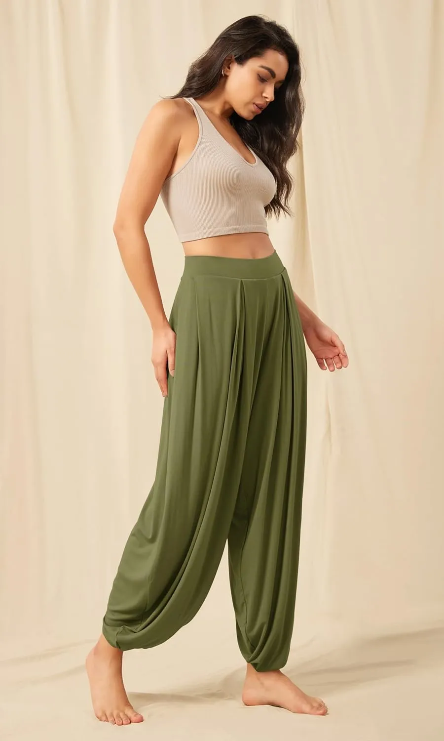 ODODOS Women's Wide Leg Pants with Pockets Lightweight Loose Draped Casual Palazzo Lounge Pajama Harem Pants