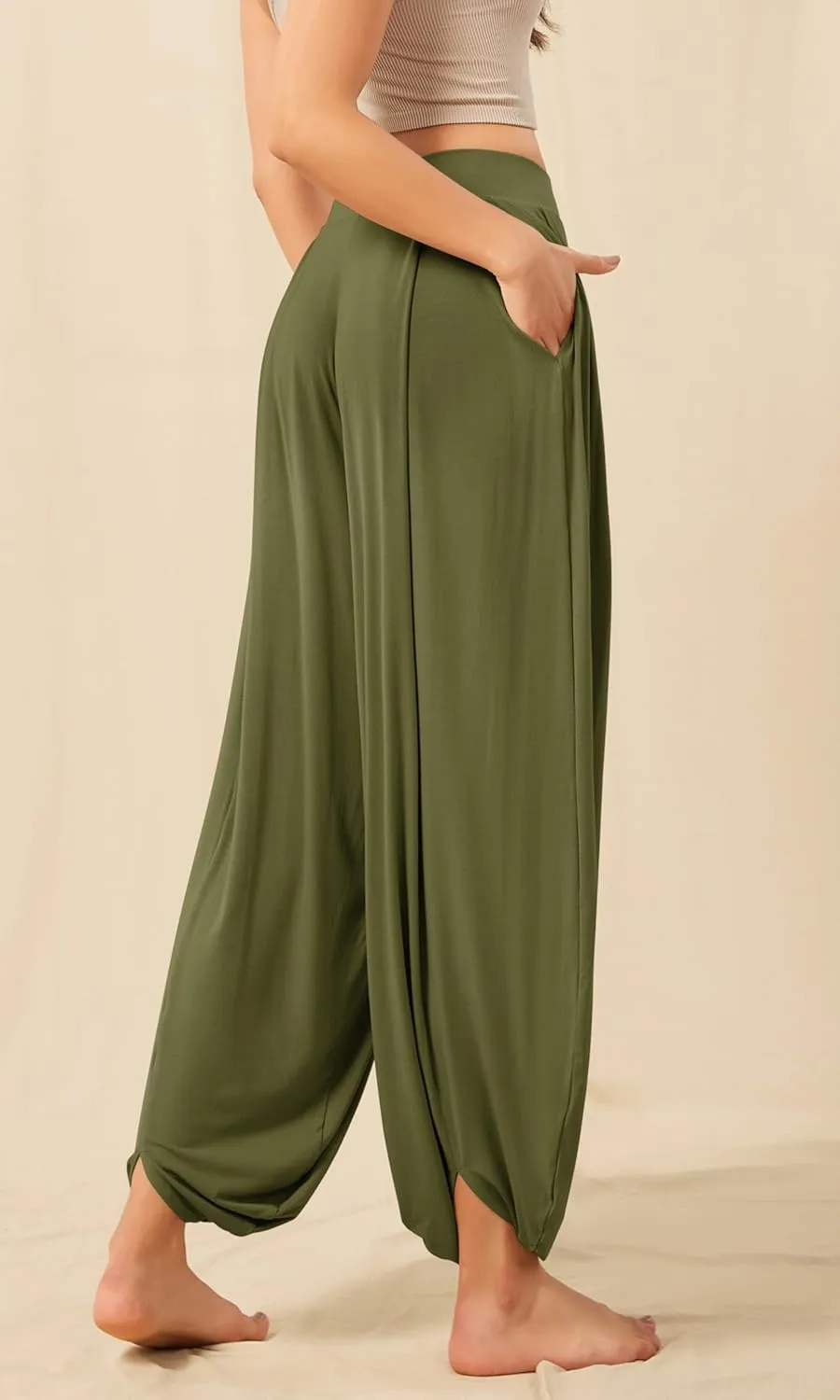 ODODOS Women's Wide Leg Pants with Pockets Lightweight Loose Draped Casual Palazzo Lounge Pajama Harem Pants