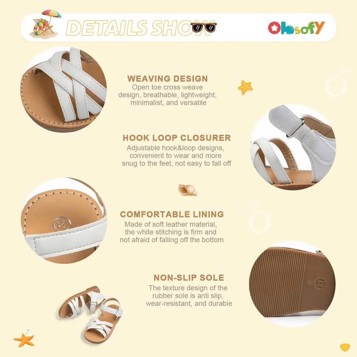 ohsofy Girls Sandals Closed Toe Flower Summer Outdoor Beach Dress Shoes (Toddler/Little Kid)