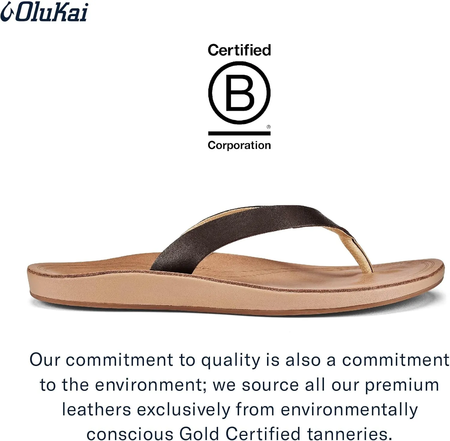 OLUKAI Nonohe Women's Beach Sandal, Premium Full-Grain Leather Flip-Flops, All-Day Support & Breathable Lining, Wet Grip Sole & Easy Slip-On Design