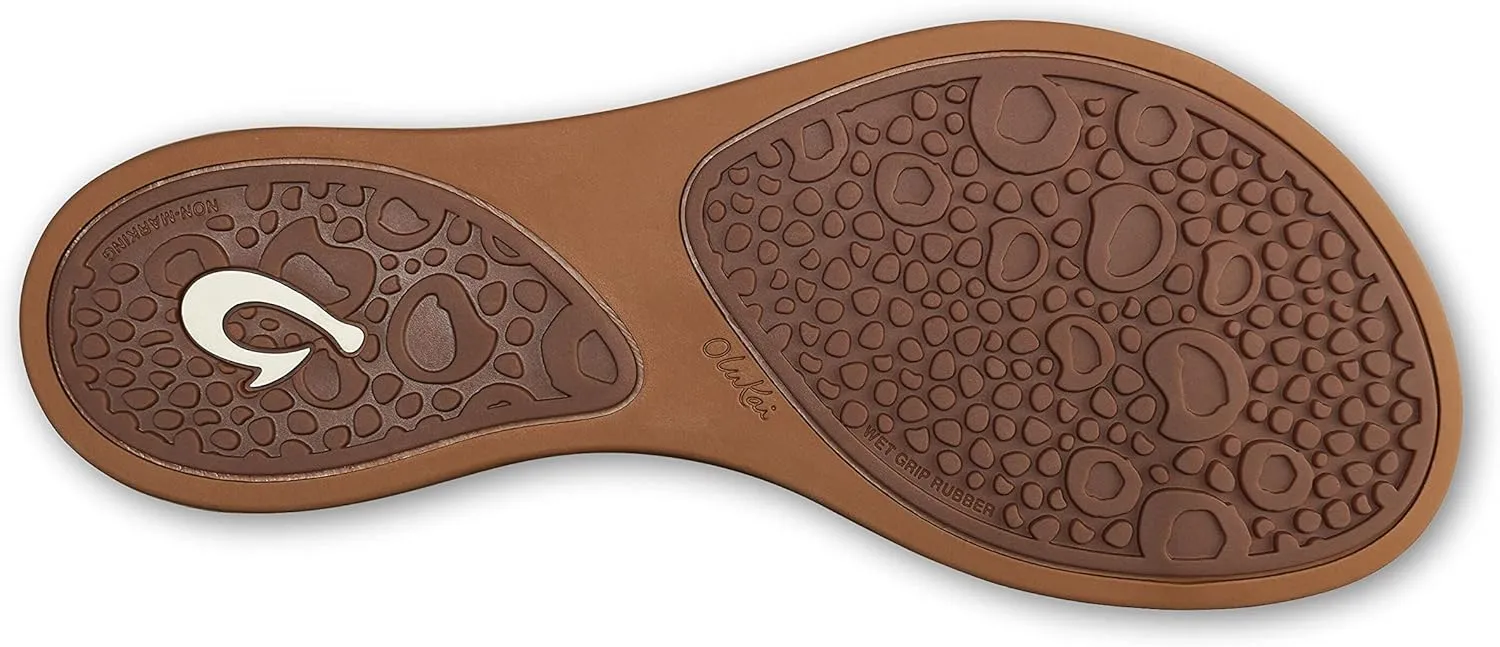 OLUKAI Nonohe Women's Beach Sandal, Premium Full-Grain Leather Flip-Flops, All-Day Support & Breathable Lining, Wet Grip Sole & Easy Slip-On Design