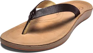 OLUKAI Nonohe Women's Beach Sandal, Premium Full-Grain Leather Flip-Flops, All-Day Support & Breathable Lining, Wet Grip Sole & Easy Slip-On Design