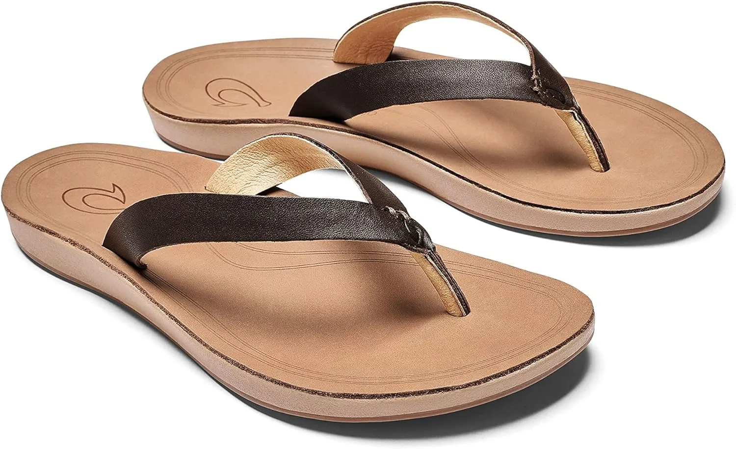 OLUKAI Nonohe Women's Beach Sandal, Premium Full-Grain Leather Flip-Flops, All-Day Support & Breathable Lining, Wet Grip Sole & Easy Slip-On Design