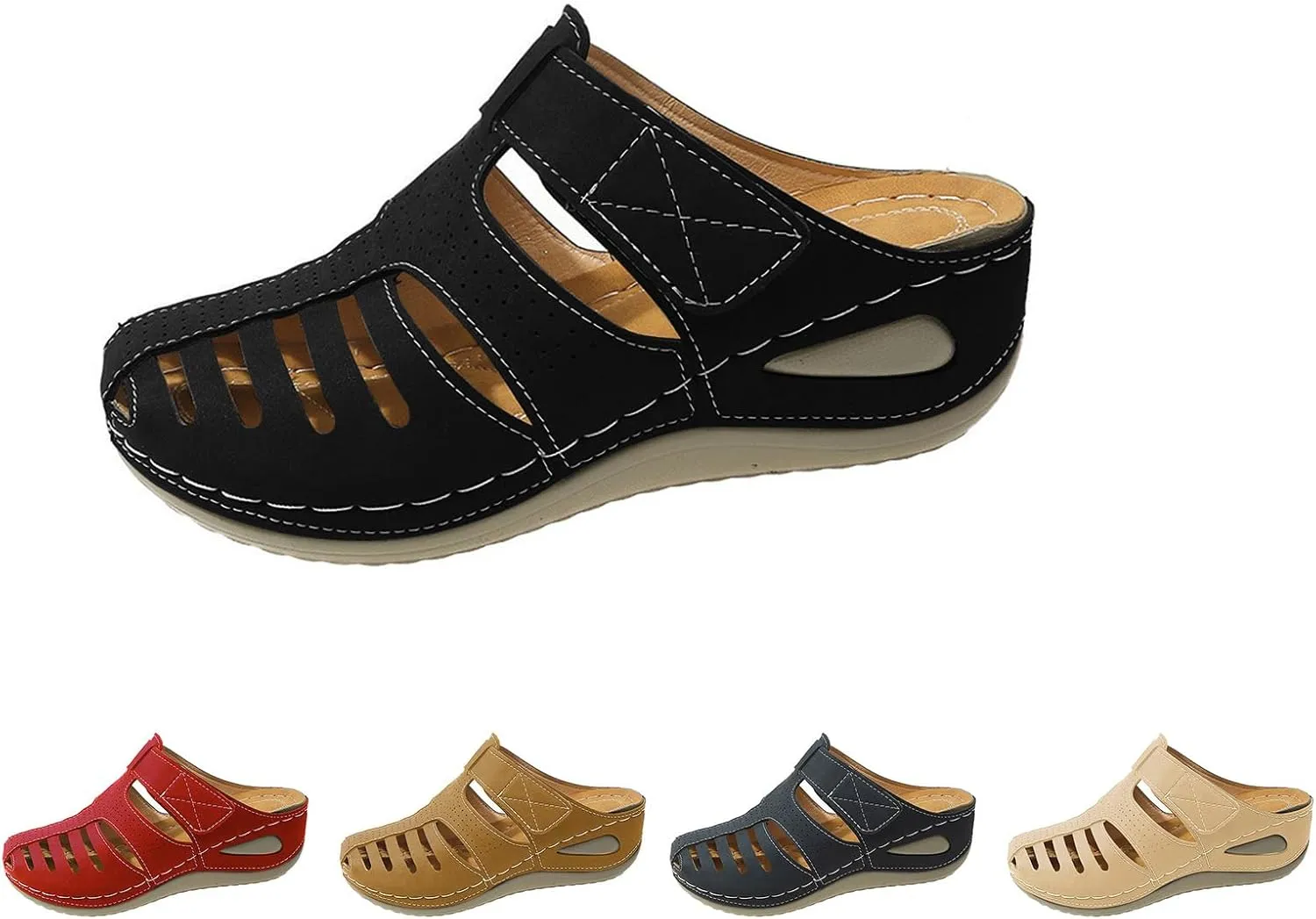 Orthopedic Sandals for Women Ankle Strap Closed Toe Wedge Platform Sandals Casual Summer Hollow Out Breathable Shoes