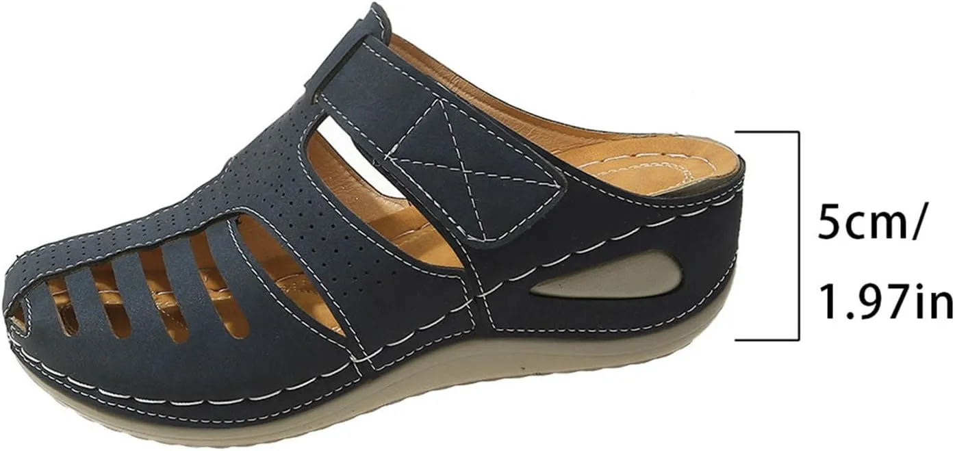 Orthopedic Sandals for Women Ankle Strap Closed Toe Wedge Platform Sandals Casual Summer Hollow Out Breathable Shoes