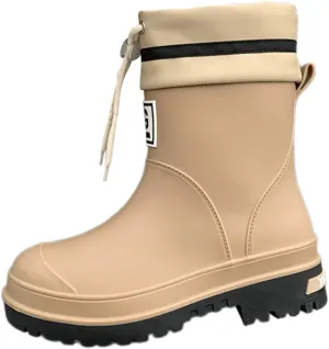 pistro Women Rain Boots Non Slip Waterproof Mid Calf Garden Shoes for Hiking Trekking Outdoor Travel Khaki L