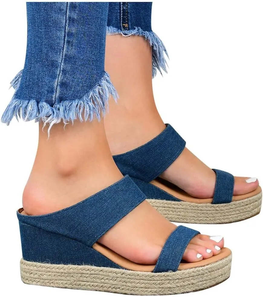 Platform Sandals for Women 2025 Women Chunky Heel Platform Sandals Open Toe Design Adjustable Buckle Straps Lightweight Comfortable Beach Vacation Shoes