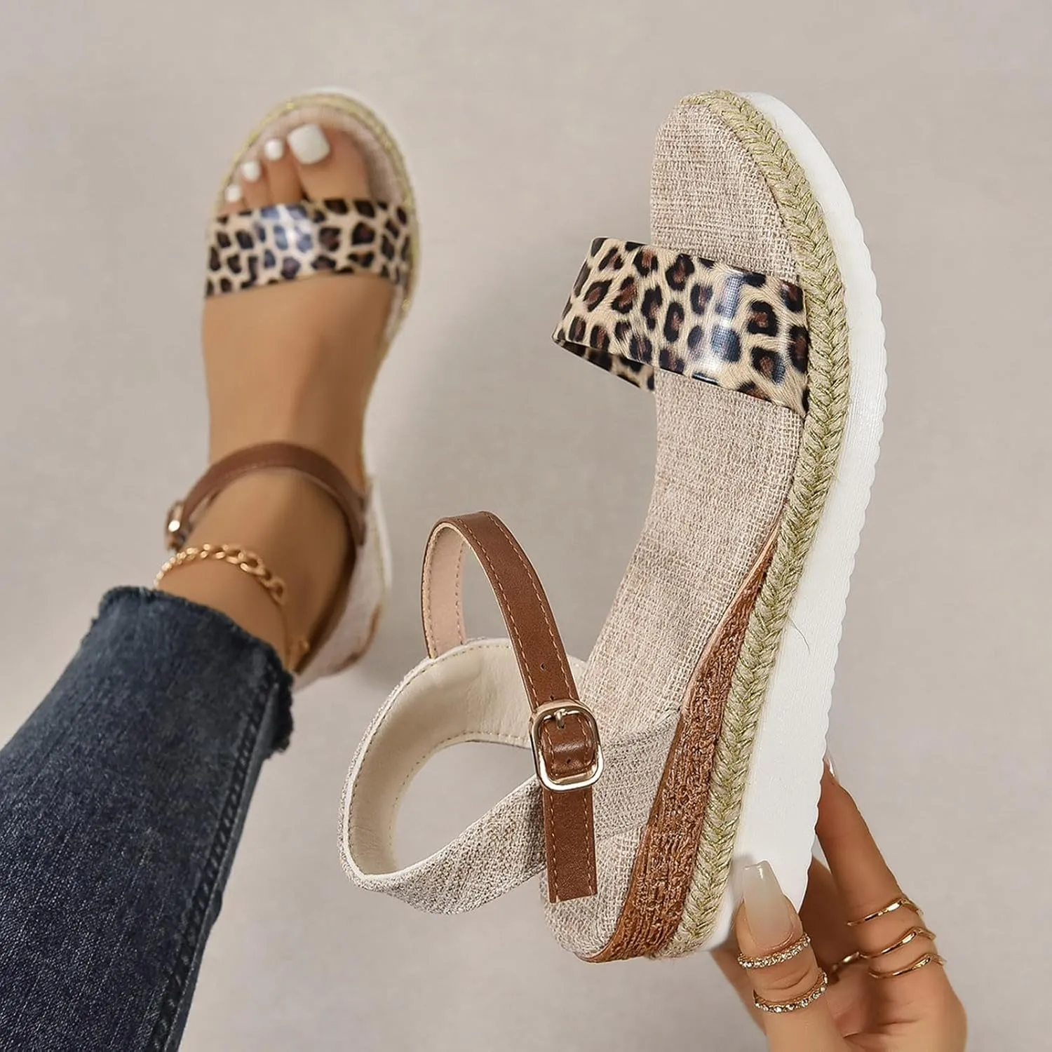 Platform Sandals Women Dressy 2025 Summer Beach Vacation Shoes Open Toe Buckle Ankle Strap Wedge Sandals Fashion Trendy Dressy Sandal Arch Support Wedge Sandal 2025