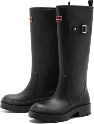 Rain Boots for Women, Anti-Slip Rubber Boots Waterproof Garden Muck Boots Durable Slip Resistant, Tall Water Shoes Comfort Fishing Boot Knee High Work