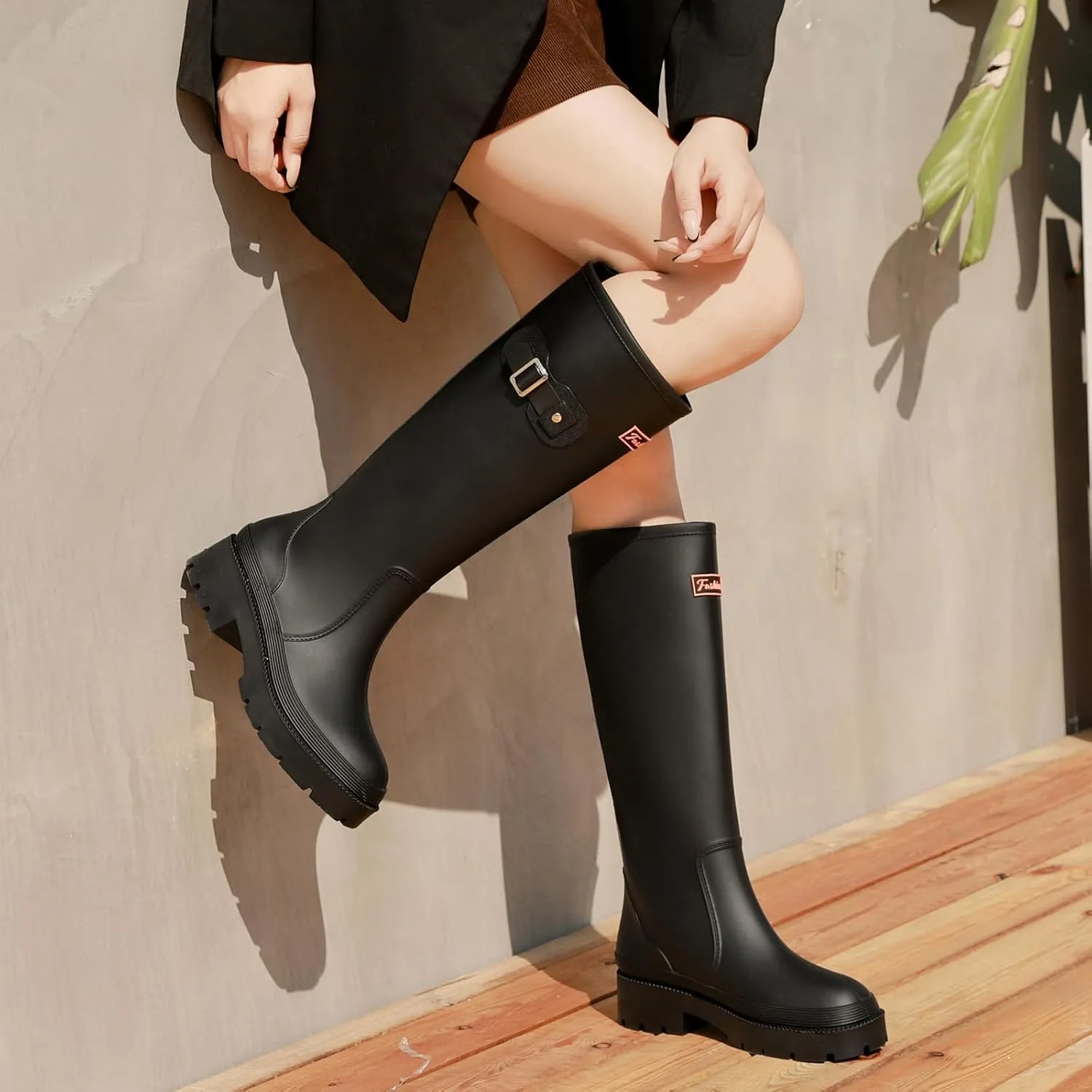 Rain Boots for Women, Anti-Slip Rubber Boots Waterproof Garden Muck Boots Durable Slip Resistant, Tall Water Shoes Comfort Fishing Boot Knee High Work