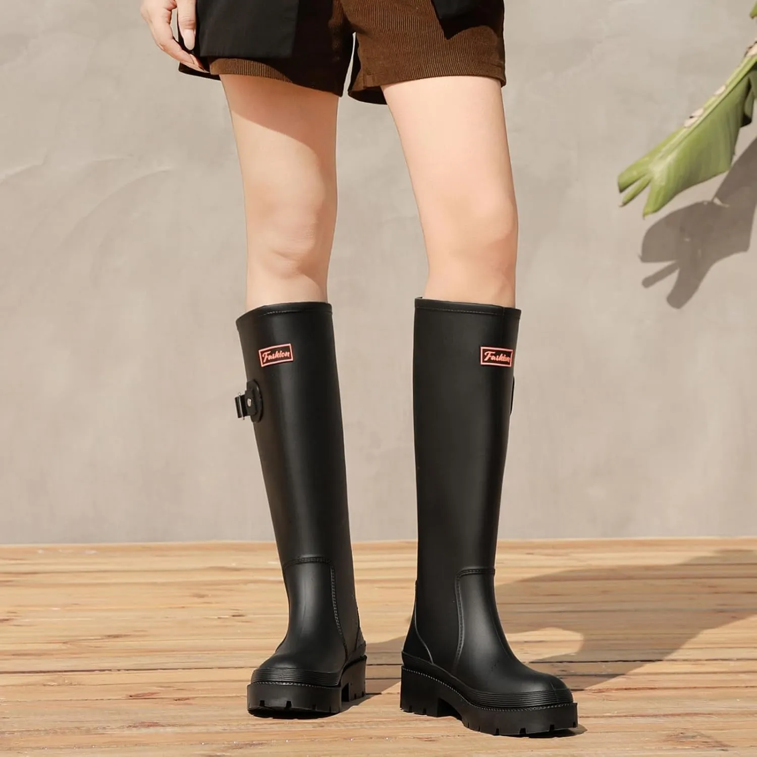 Rain Boots for Women, Anti-Slip Rubber Boots Waterproof Garden Muck Boots Durable Slip Resistant, Tall Water Shoes Comfort Fishing Boot Knee High Work