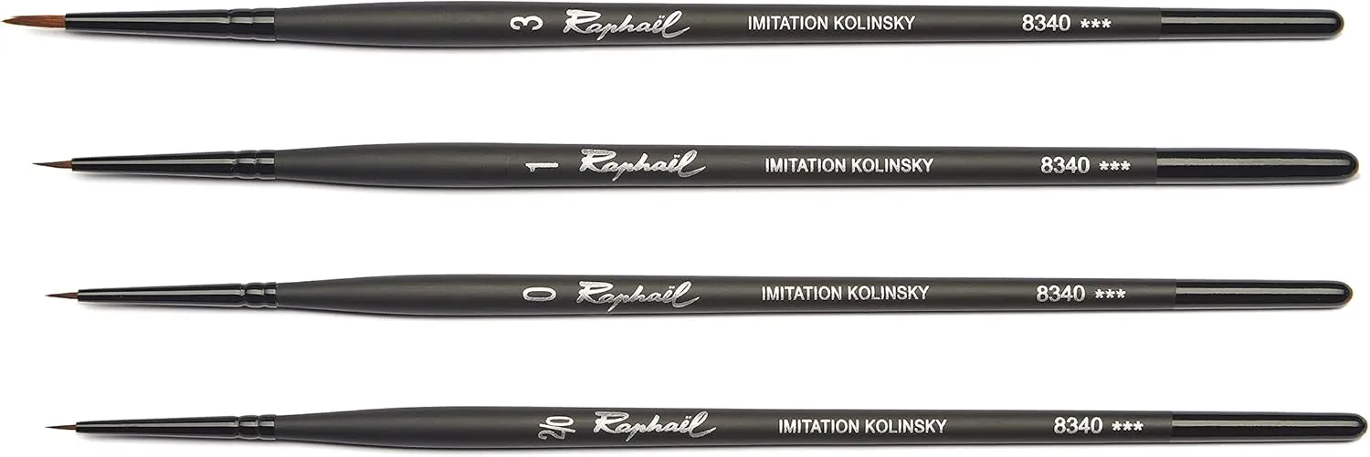 Raphael Stradivarius Synthetic Kolinsky Watercolor Brush, 1, Black