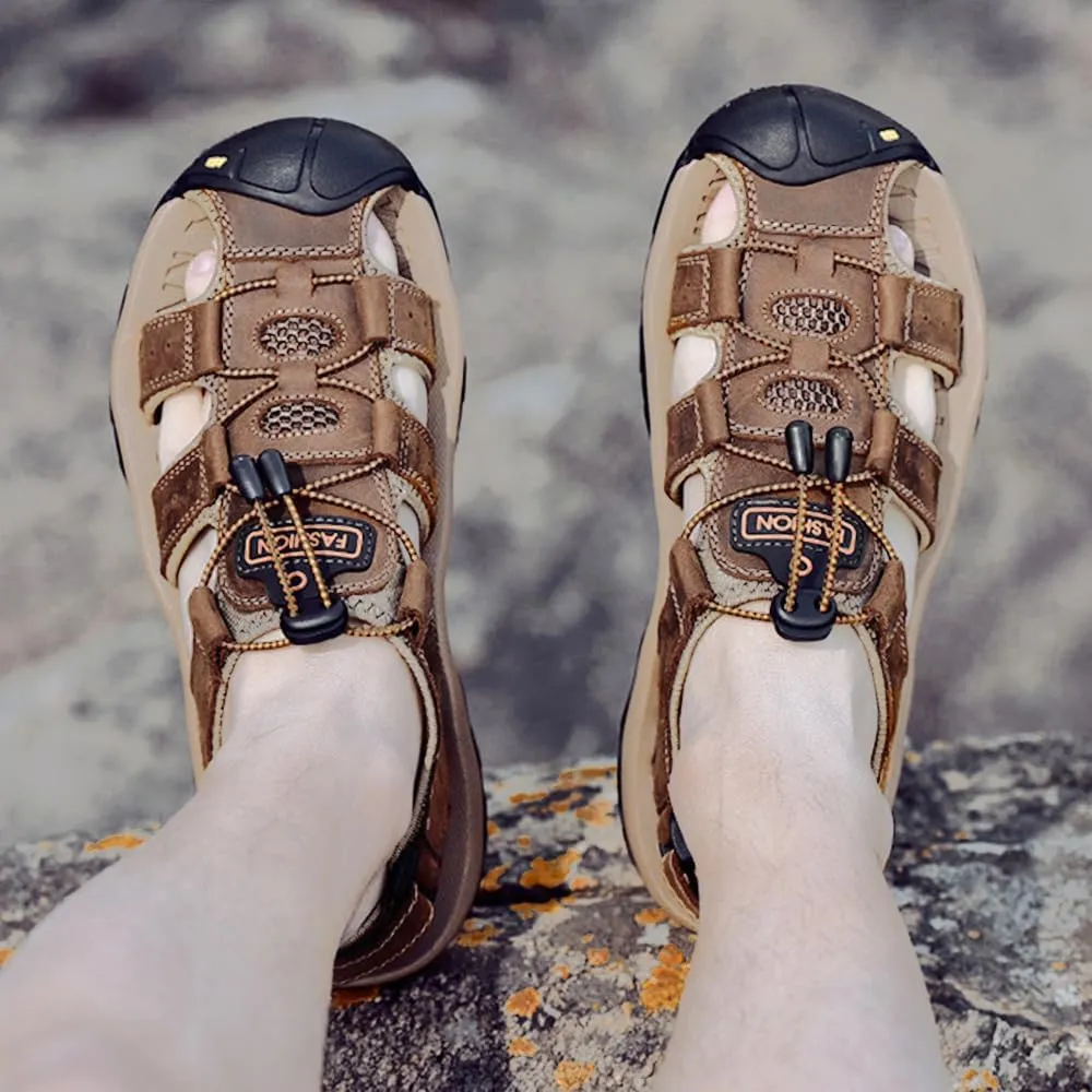 Rojeam Mens Casual Walking Sandals Closed Toe Beach Shoes Sports Outdoor Sandals Summer Sandals for Hiking Trekking