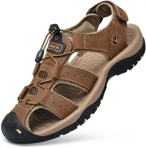 Rojeam Mens Casual Walking Sandals Closed Toe Beach Shoes Sports Outdoor Sandals Summer Sandals for Hiking Trekking