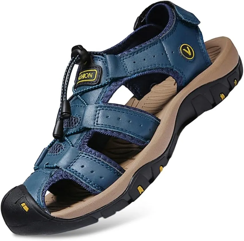 Rojeam Mens Casual Walking Sandals Closed Toe Beach Shoes Sports Outdoor Sandals Summer Sandals for Hiking Trekking