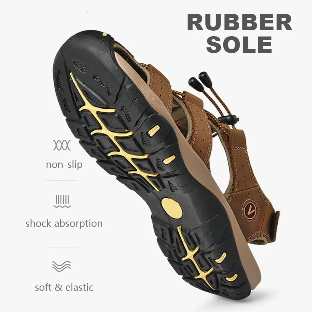 Rojeam Mens Casual Walking Sandals Closed Toe Beach Shoes Sports Outdoor Sandals Summer Sandals for Hiking Trekking