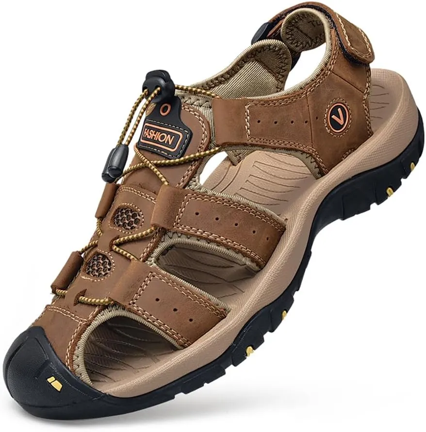 Rojeam Mens Casual Walking Sandals Closed Toe Beach Shoes Sports Outdoor Sandals Summer Sandals for Hiking Trekking