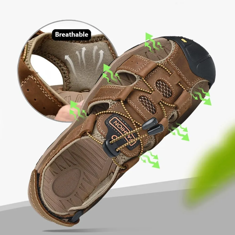Rojeam Mens Casual Walking Sandals Closed Toe Beach Shoes Sports Outdoor Sandals Summer Sandals for Hiking Trekking
