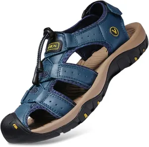 Rojeam Mens Casual Walking Sandals Closed Toe Beach Shoes Sports Outdoor Sandals Summer Sandals for Hiking Trekking