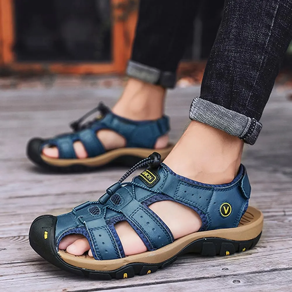 Rojeam Mens Casual Walking Sandals Closed Toe Beach Shoes Sports Outdoor Sandals Summer Sandals for Hiking Trekking