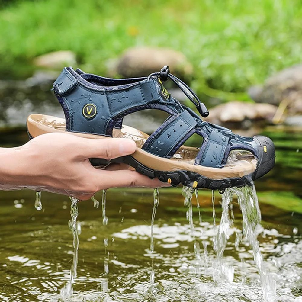 Rojeam Mens Casual Walking Sandals Closed Toe Beach Shoes Sports Outdoor Sandals Summer Sandals for Hiking Trekking