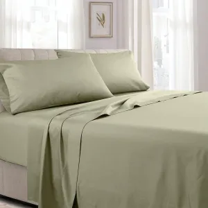 Royal Tradition Made in USA- Unattached Soft Cotton Sateen Waterbed Sheets Set (California Queen, Sage)