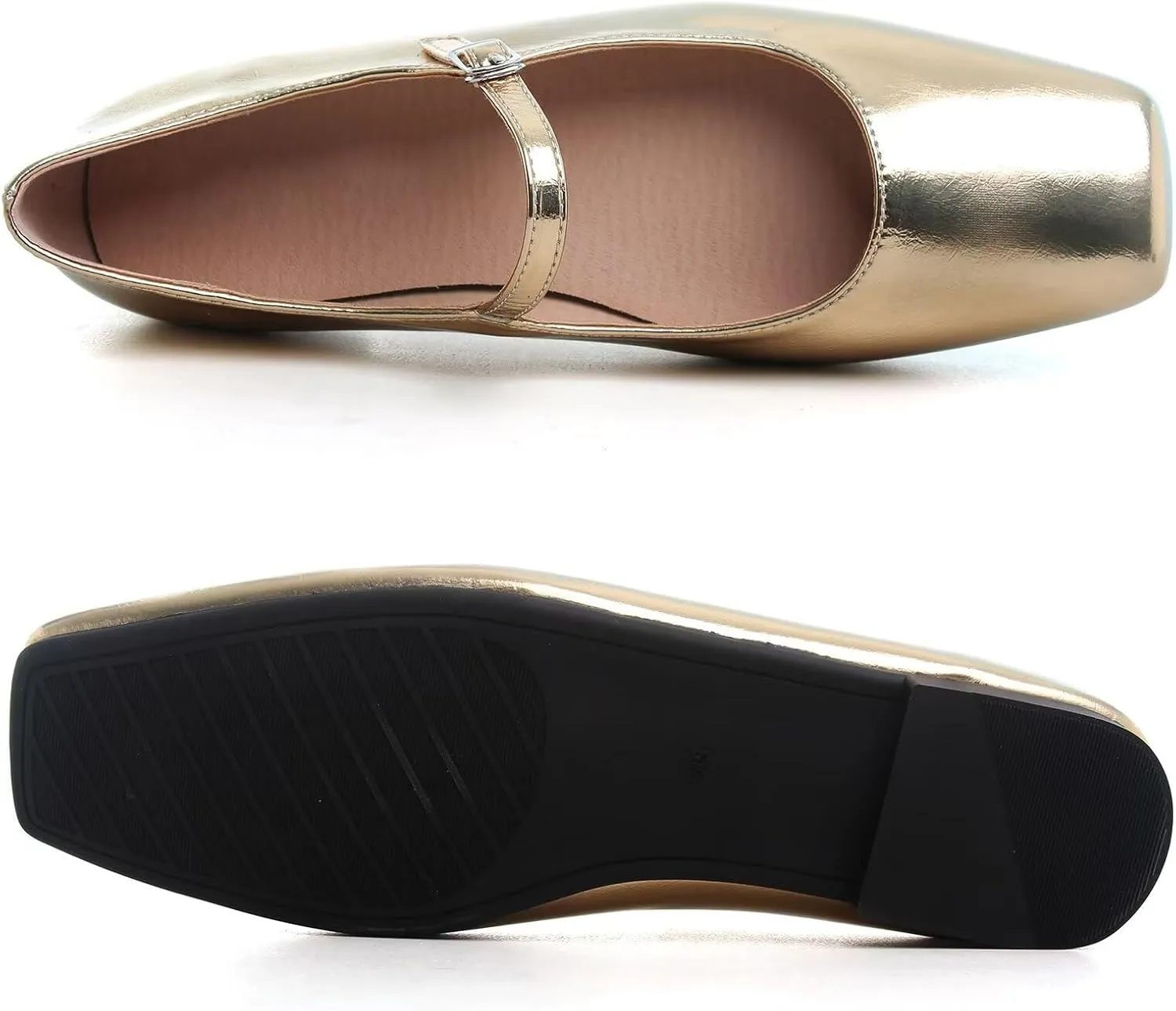 SAILING LU Mary Jane for Women Sqaure Toe Ballet Flats Strappy Low-Heels Stylish Comfortable Flat Shoes Cute Dress Wedding Shoes