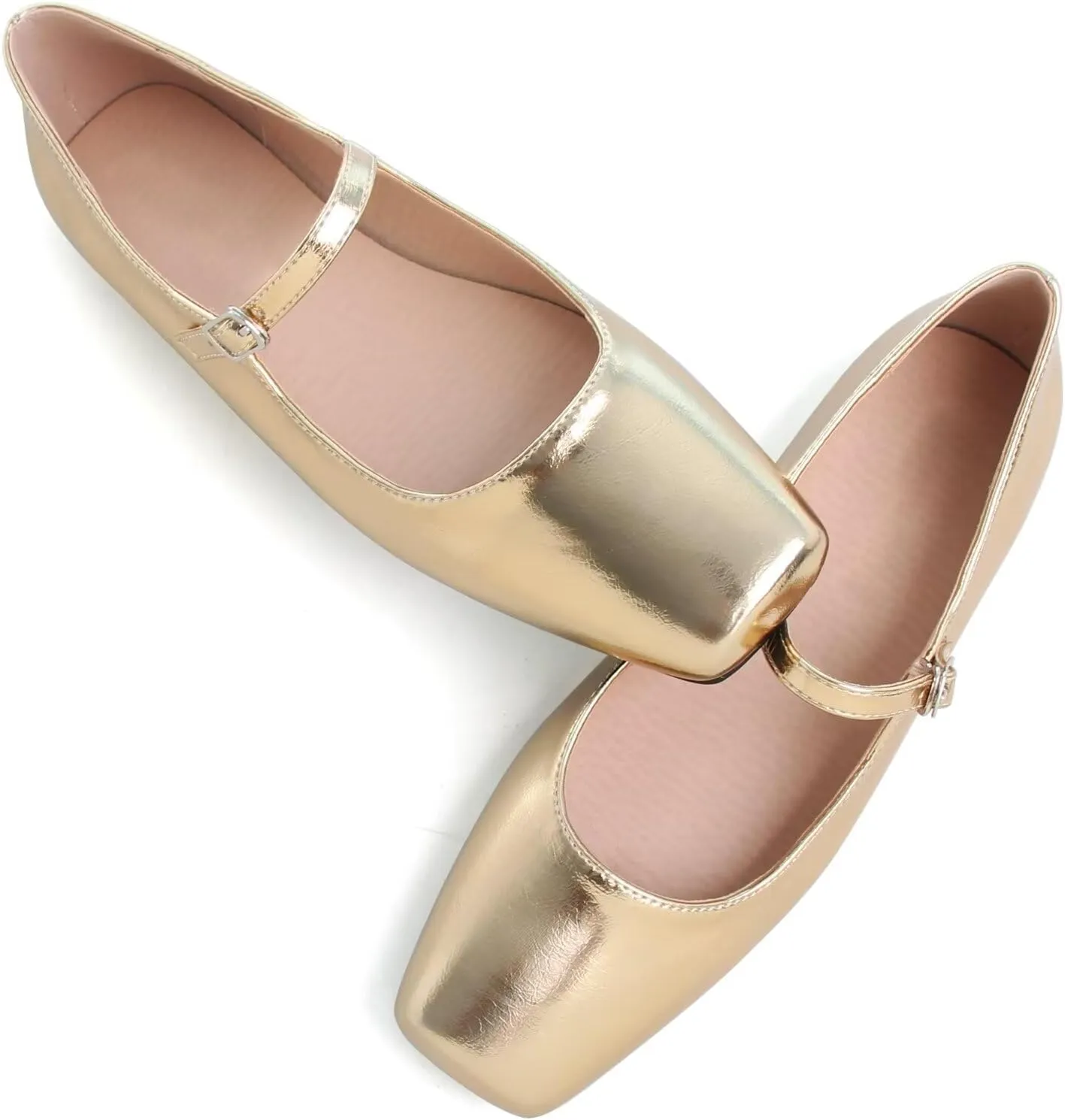 SAILING LU Mary Jane for Women Sqaure Toe Ballet Flats Strappy Low-Heels Stylish Comfortable Flat Shoes Cute Dress Wedding Shoes