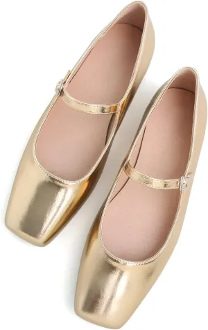 SAILING LU Mary Jane for Women Sqaure Toe Ballet Flats Strappy Low-Heels Stylish Comfortable Flat Shoes Cute Dress Wedding Shoes