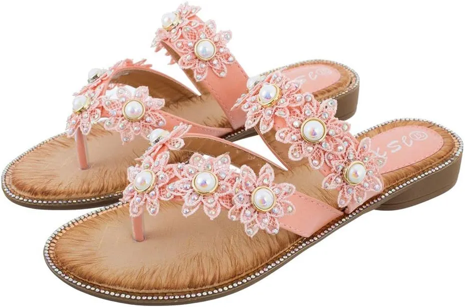 Sandals for Women Wide Width,Women's Comfy Flat Sandal Shoes Summer Beach Travel Fashion Slipper Flip Flops Shoes