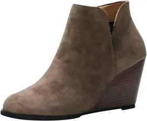 SBGMoSJ Black Leather Ankle Boots for Women Chunky Heel Wide Width Open Toe Booties for Women Low Heel Womens Leather Ankle Boots Heel Brown Leather Wedges for Women Ankle Boot Women
