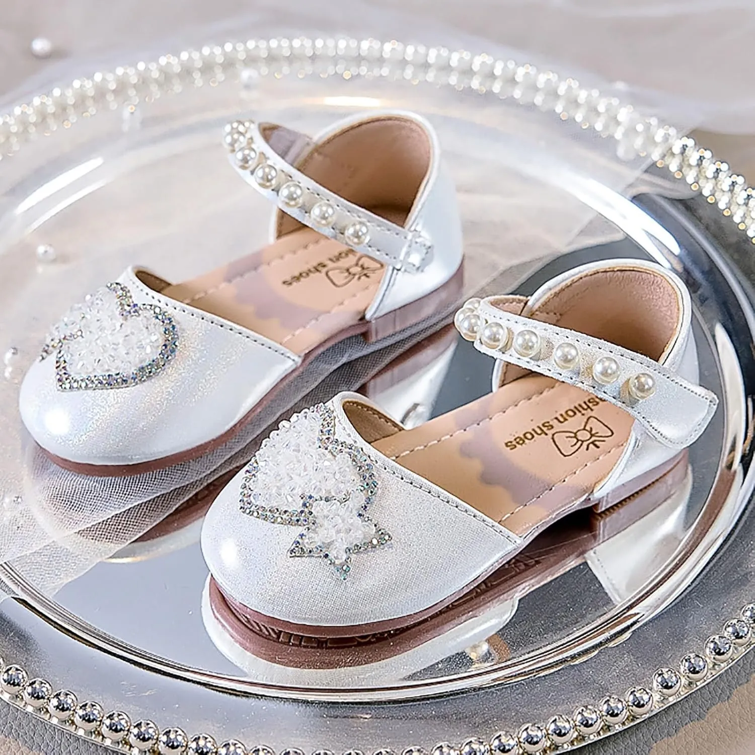 Sequin Party Shoes Dance Shoes Single Little Girl Love Shiny Pearl Single Fashion Soft Bottom Sandals