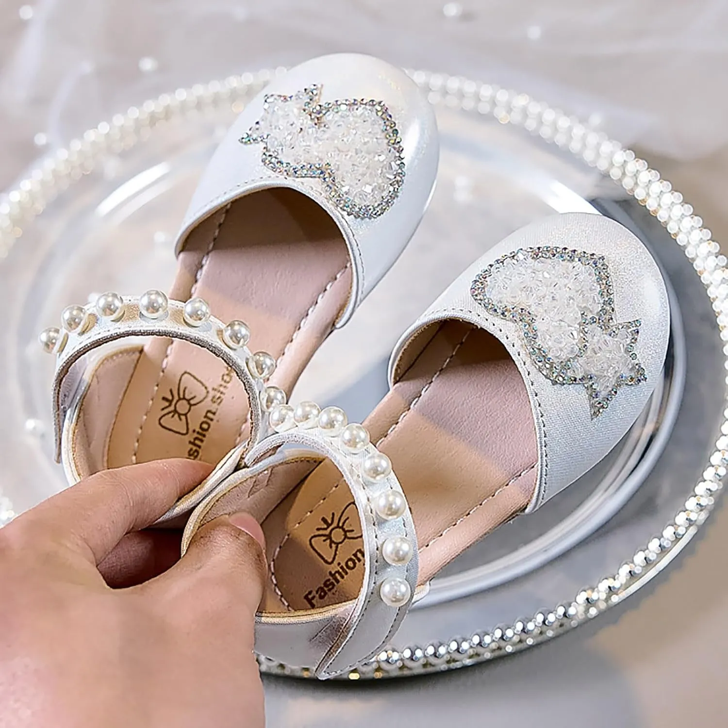 Sequin Party Shoes Dance Shoes Single Little Girl Love Shiny Pearl Single Fashion Soft Bottom Sandals