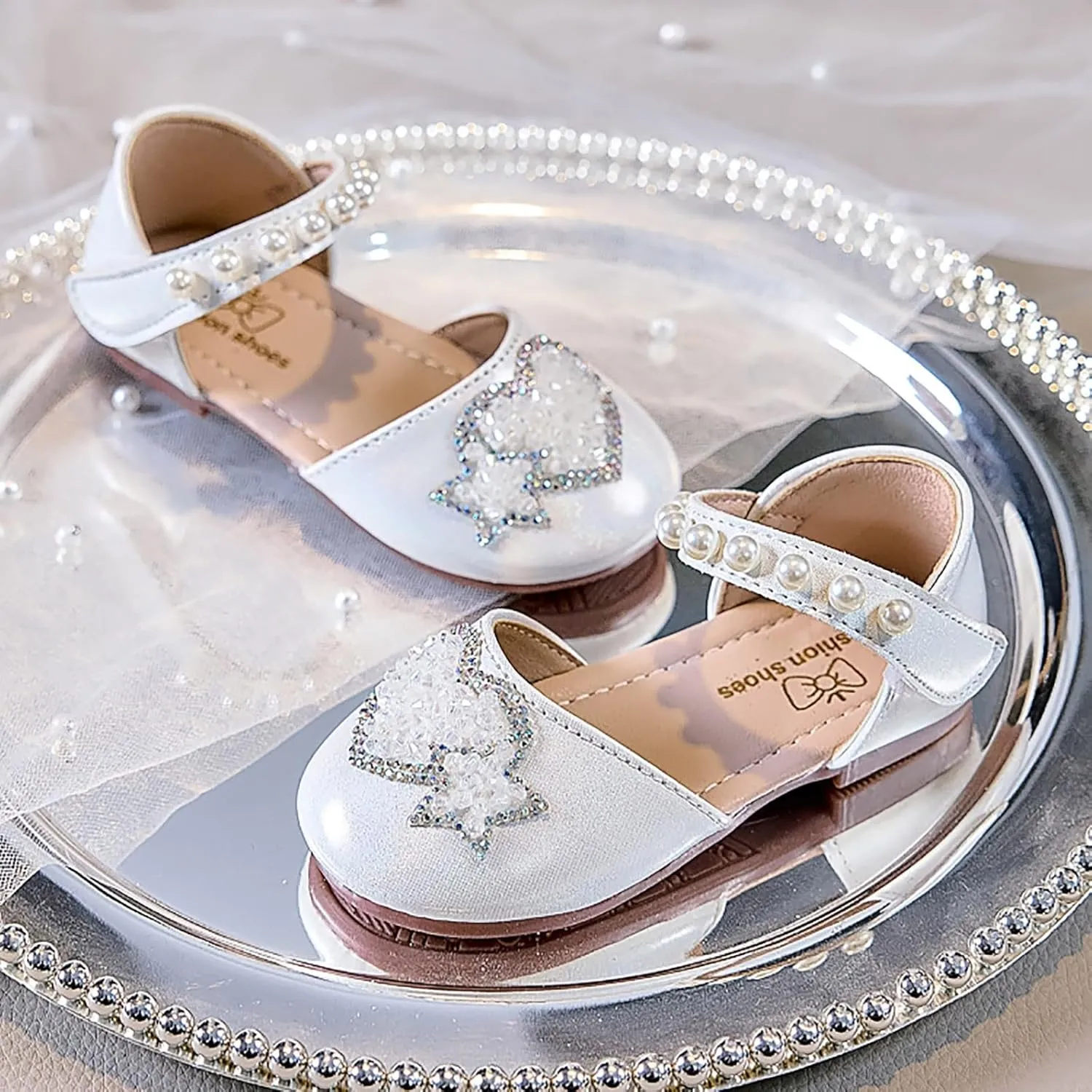 Sequin Party Shoes Dance Shoes Single Little Girl Love Shiny Pearl Single Fashion Soft Bottom Sandals
