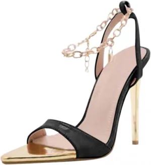 Sexy Chain Buckle Heels for Women, Trendy Chain Ankle Strap Open Toe High Heels Women's Sexy Stiletto Shoes Summer Comfortable Wedge Sandals