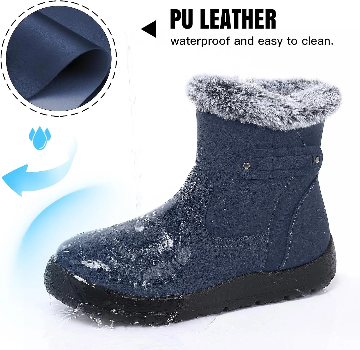 SHIBEVER Winter Boots for Women Snow: Waterproof Warm Womens Booties - Ankle Fur Lined Insulated Winter Boots
