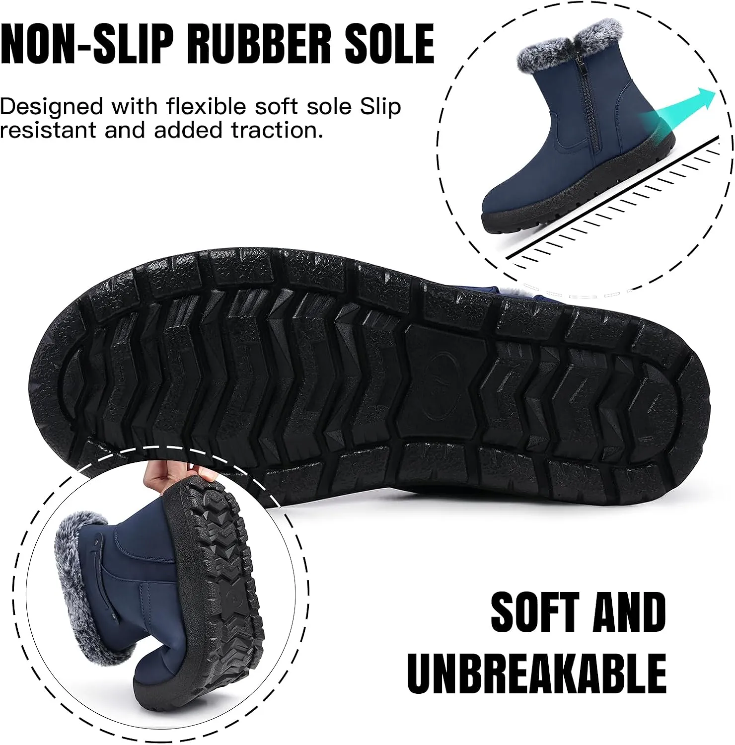SHIBEVER Winter Boots for Women Snow: Waterproof Warm Womens Booties - Ankle Fur Lined Insulated Winter Boots