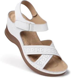 SHIBEVER Women's Wedge Sandals Platform: Comfortable Dressy Arch Support - Summer Open Toe Women Sandals