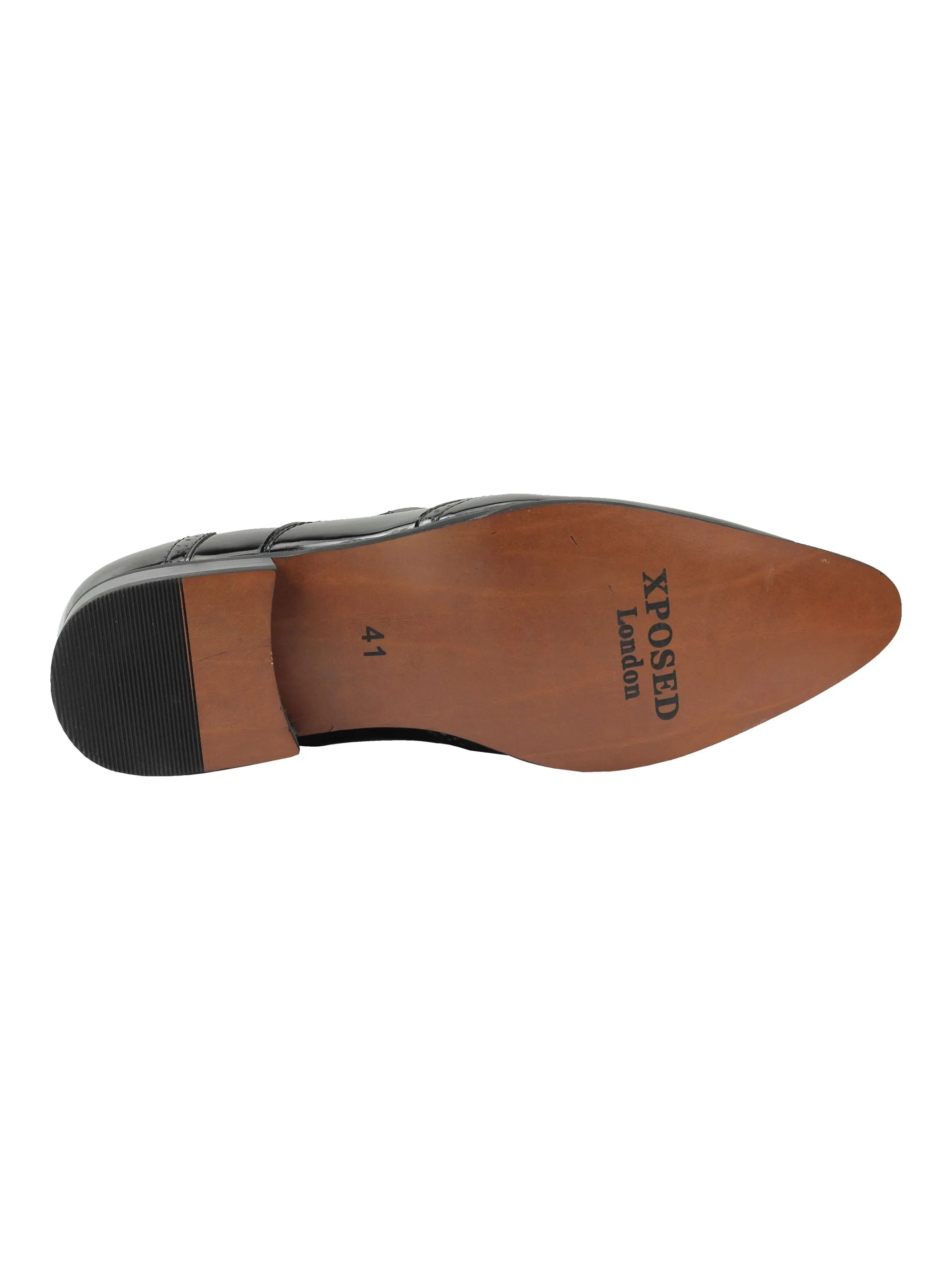 SHINY FAUX LEATHER BLACK LOAFERS