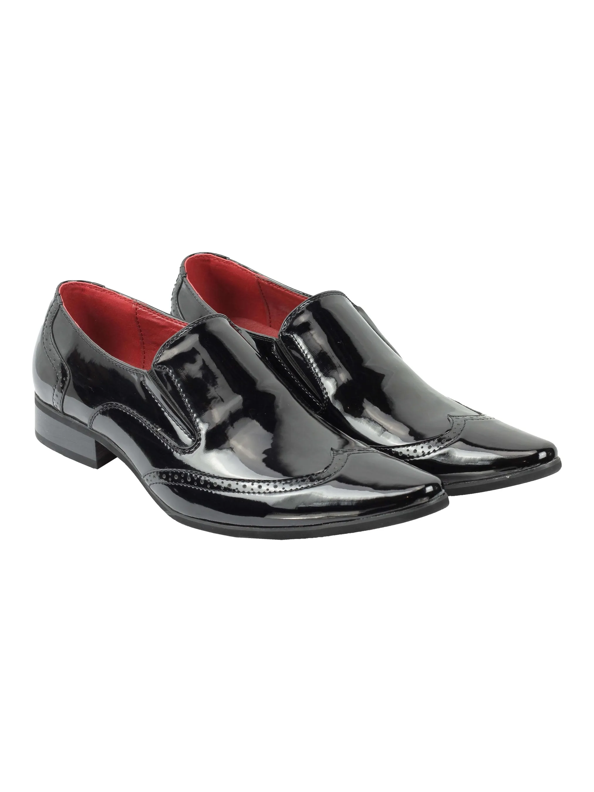 SHINY FAUX LEATHER BLACK LOAFERS