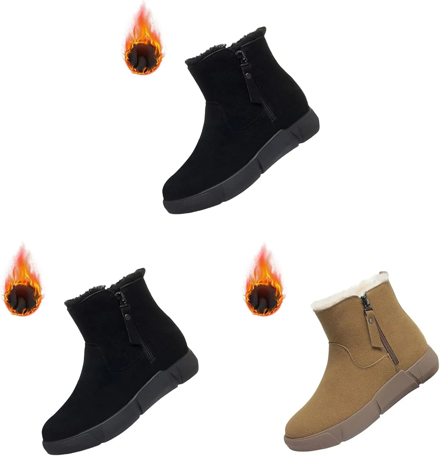 Short Boots For Women Waterproof Suede Boots For Women Genuine Wool Lined Furry Boots Winter Boots