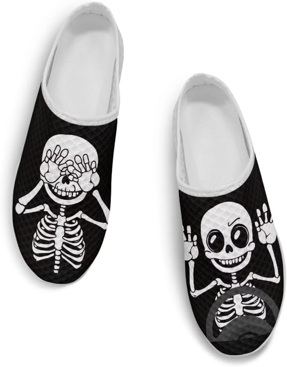 Skull Print Mule Shoes for Women Slip on Fashion Loafers Arch Support Walking Shoes Classic Low Top Sneaker