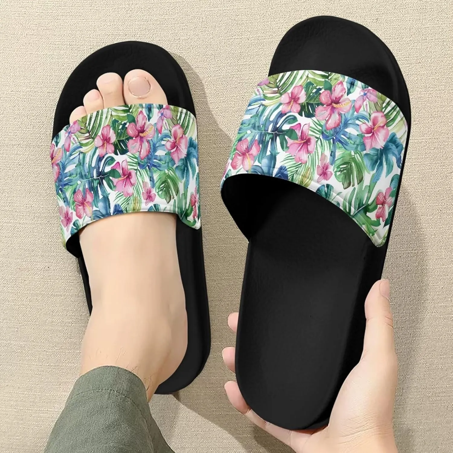 Slide Sandals for Ladies Casual Pillow House Sandals Open Toe Comfortable Shower Shoes Non-Slip Sport Shoes Beach Dress Shoes Easy to Clean